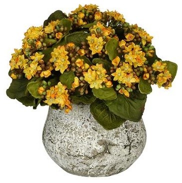 fake yellow flowers in vase