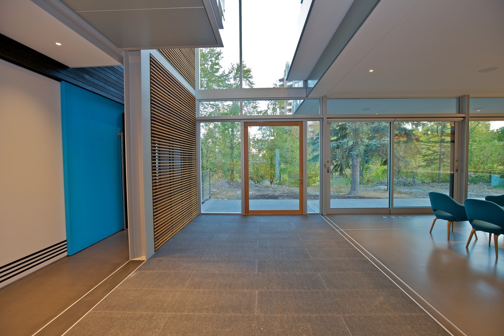 Large modern entryway in Calgary.