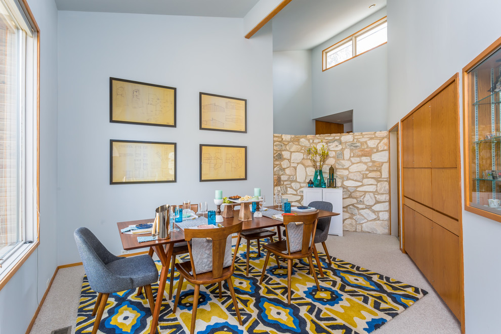 Inspiration for a large 1950s kitchen/dining room combo remodel in Raleigh