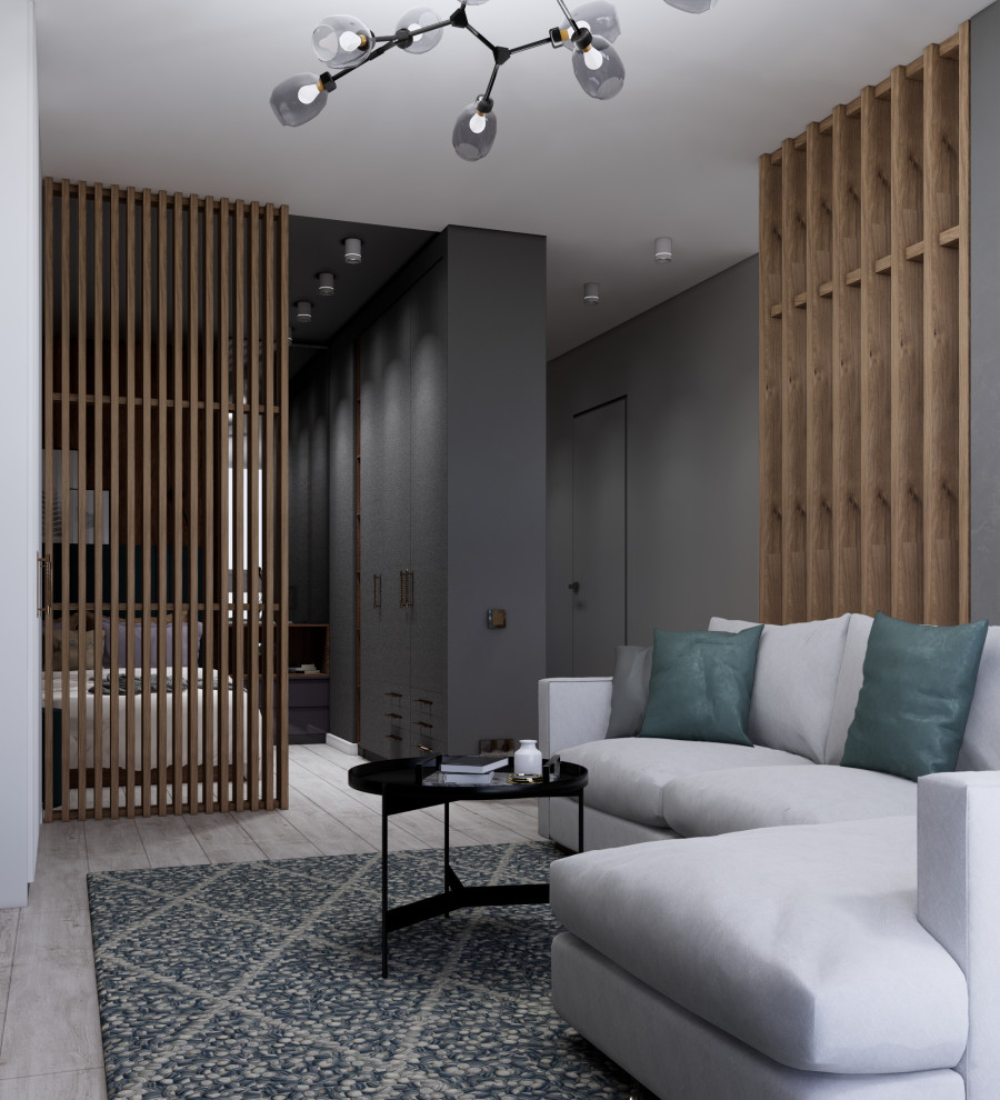 Кухня-гостиная в светлых оттенках