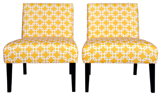 Portfolio Niles Yellow Geometric Links Armless Chair - Contemporary ...