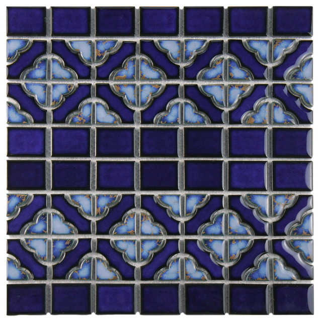 Somertile 12 X12 25 Obelisk Cobalt Delta Porcelain Mosaic Floor Somertile 12 X12 25 Obelisk Cobalt