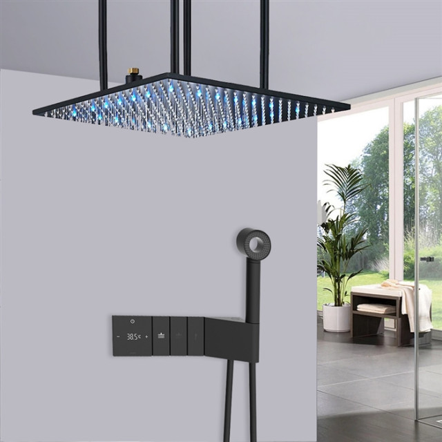 Fontana 24" LED Digital Rainfall Shower System & Handheld Shower, Matte ...