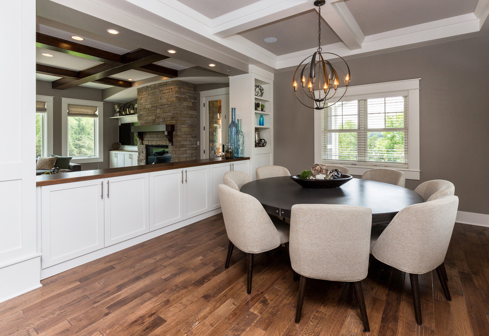 Example of a transitional dining room design in Cedar Rapids