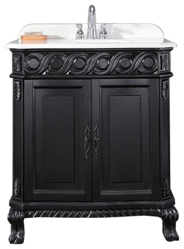 Trent Single Vanity, 30" Victorian Bathroom Vanities And Sink