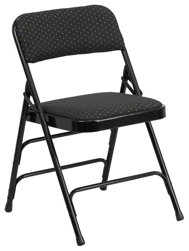 Flash Furniture Hercules Fabric Upholstered Metal Folding Chair in Black