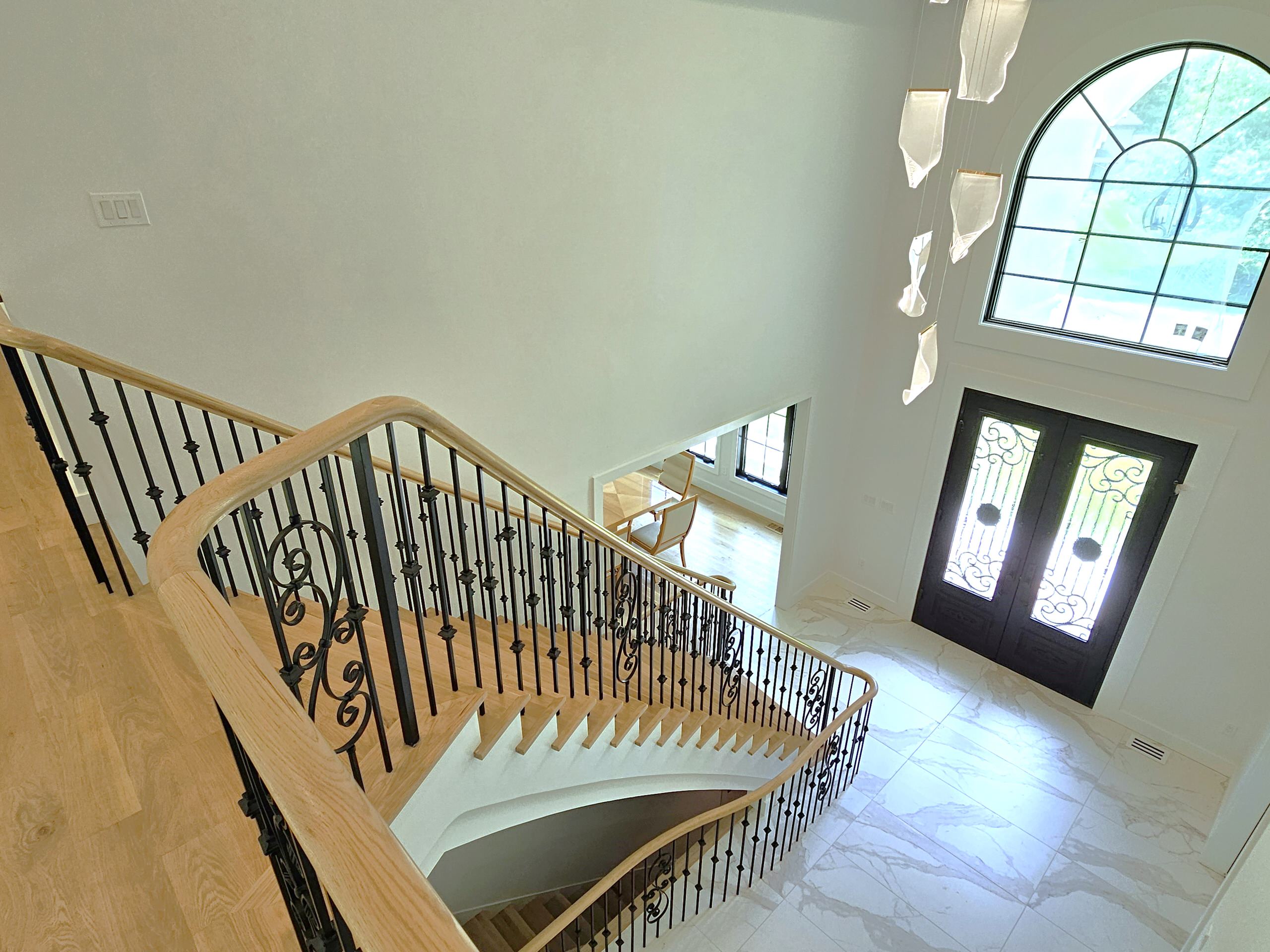 120_Luxurious White Oak Stair with Iron Balusters, Great Falls, 22066