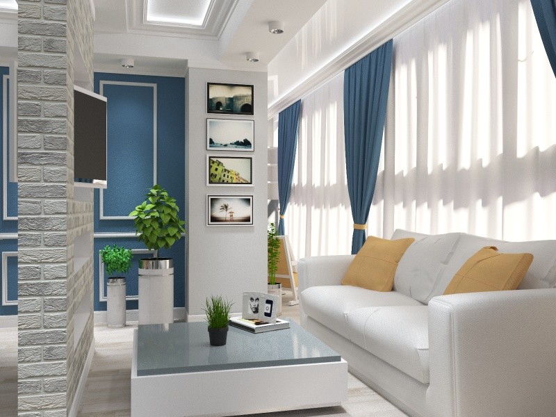 Проект совмещеной гостиной с кухней