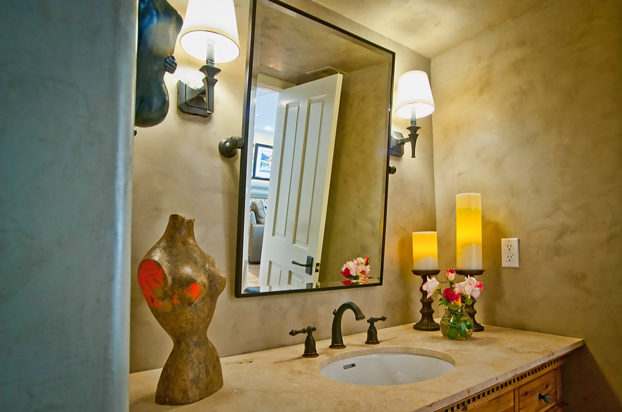 Eclectic powder room in Los Angeles.