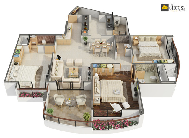 3d Residential Floor Plan Sonstige Von The Cheesy Animation