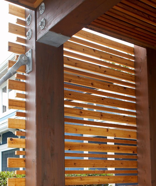 Wood privacy screen detail.