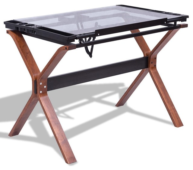 Modern Adjule Art Craft Hobby Glass Top Drawing Desk Modern Adjule Art Craft Hobby Glass Top Drawing Desk Midcentury Drafting Tables By Imtinanz Llc