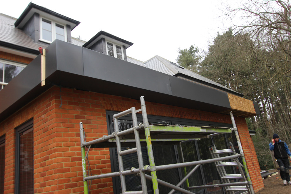 Bespoke aluminium fascia for contemporary kitchen orangery fascia