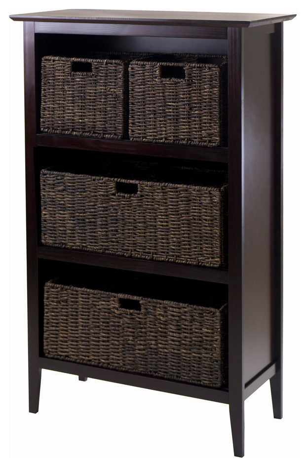 Winsome Wood Toscana 5 Piece Storage Shelf w/ 2 Large & 2 Small Foldable Corn Hu