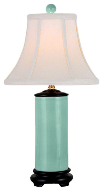 Embossed Style Green Porcelain Table Lamp 21"