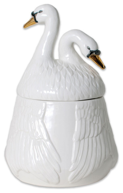 The Dancing Swans Double Head Ceramic Canister by imm Living