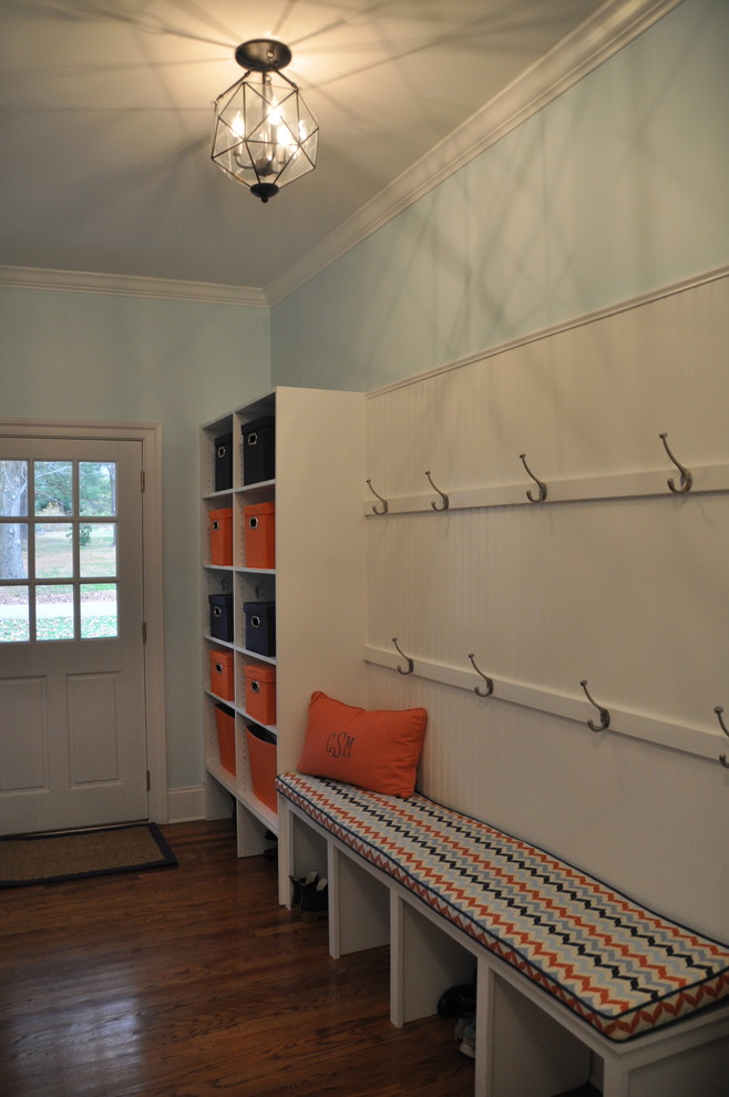 Entryway - mid-sized transitional entryway idea in Philadelphia with blue walls