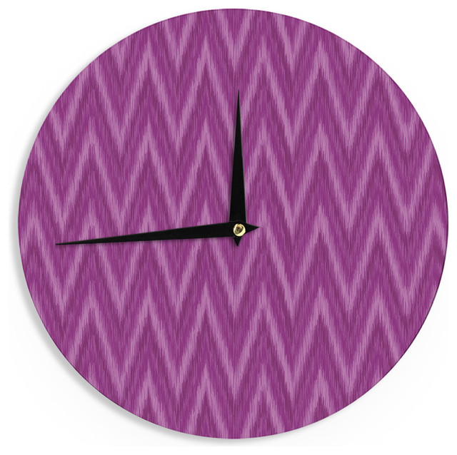 Amanda Lane &ldquo;Plum Purple Chevron&rdquo; Wall Clock 12x12 - Contemporary
