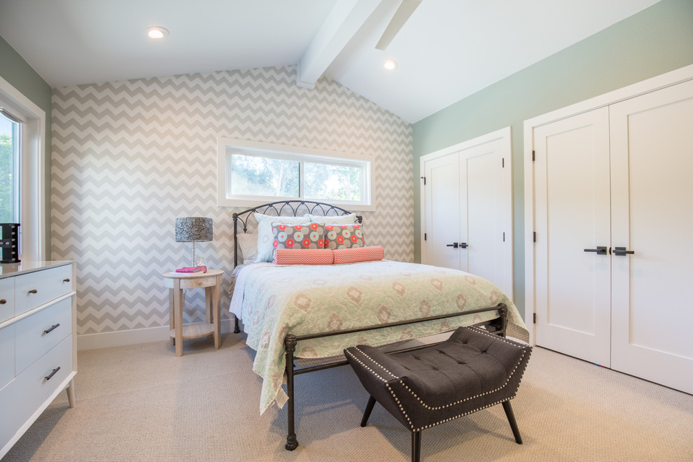 Design ideas for a transitional bedroom in Orange County.