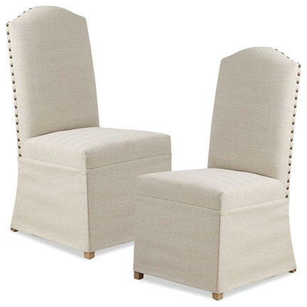 Set of 2 High Back Dining Chairs with Skirts - Contemporary - Dining ...