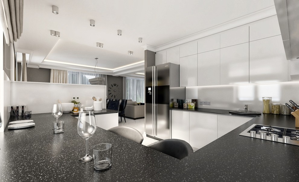 Проект гостиной в доме в неоклассике