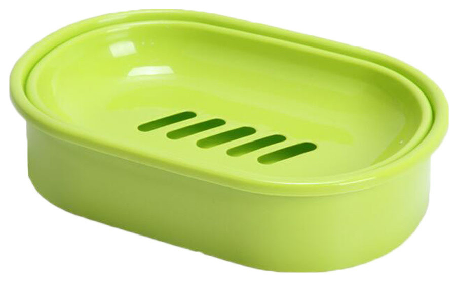 Pink Freestanding Soap Dish From Plastic With Rubber Finish