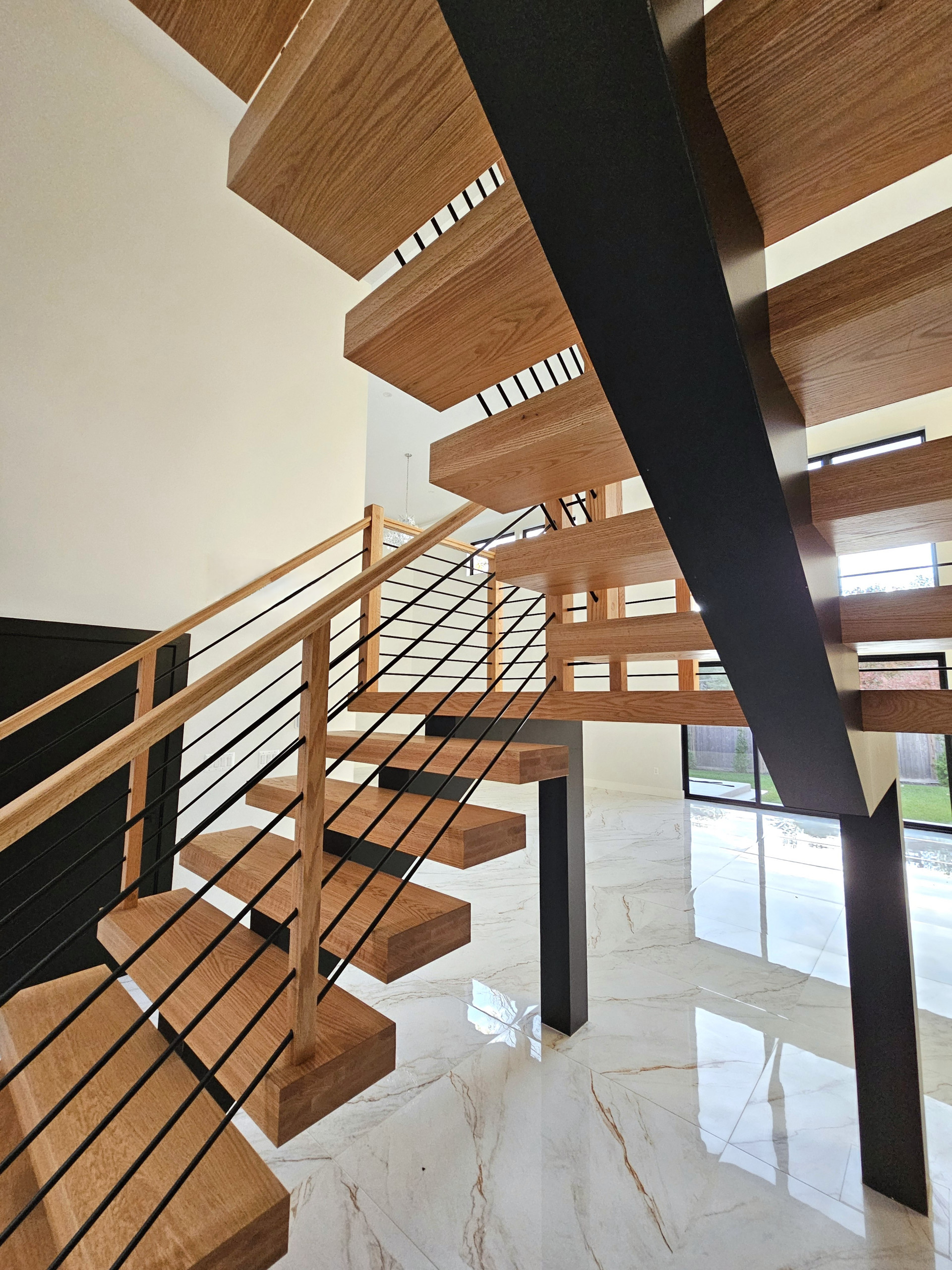 143_Modern Floating Red Oak and Metal Staircase, Sterling, VA
