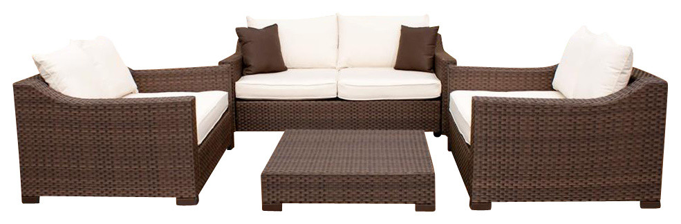 Oxford Garden 4 Pc Sofa Set w Off-white Cushions