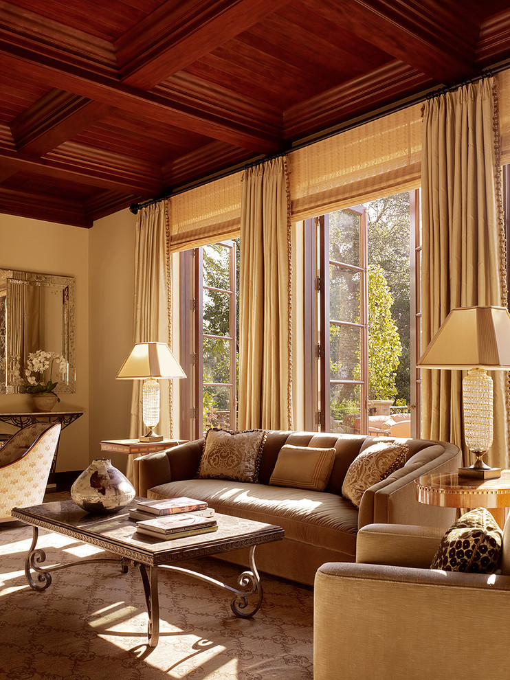 Traditional enclosed living room in San Francisco with beige walls.
