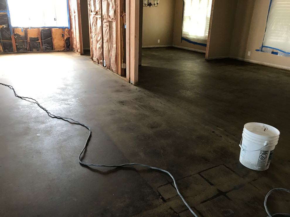 Walnut Brown polished Concrete - in process