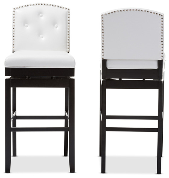 Ginaro On Tufted Upholstered Swivel Bar Stools Set Of 2 Ginaro On Tufted Upholstered Swivel Bar Stools Set Of 2 White Faux Leather