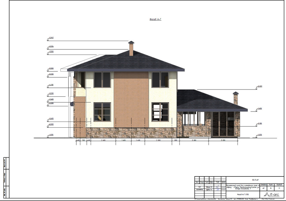 Проект 2-этажного жилого дома в г. Пермь, S=193,9 кв.м