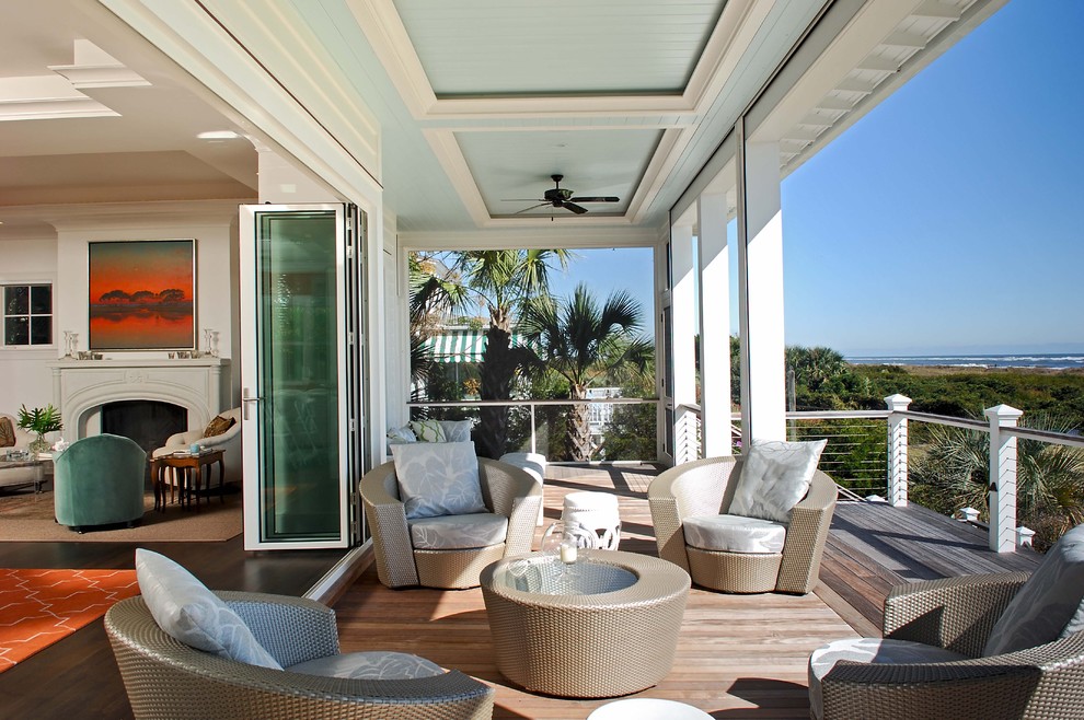This is an example of a beach style balcony in Charleston.