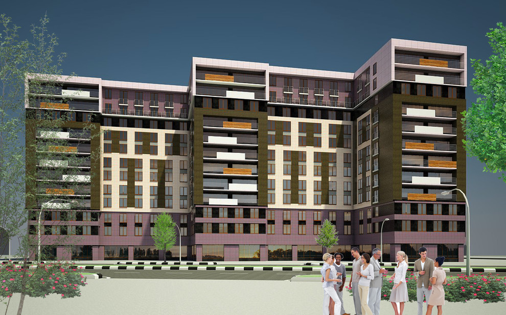 Эскизный проект фасадов многоэтажного жилого дома