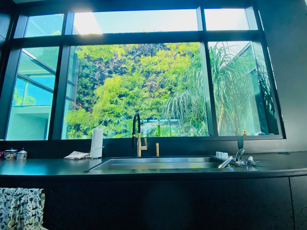 Cocina con jardín vertical natural - Pozuelo de Alarcón