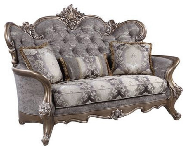 Benzara BM262189 Loveseat, Arched Crown Top & Button Tufted Wingback ...