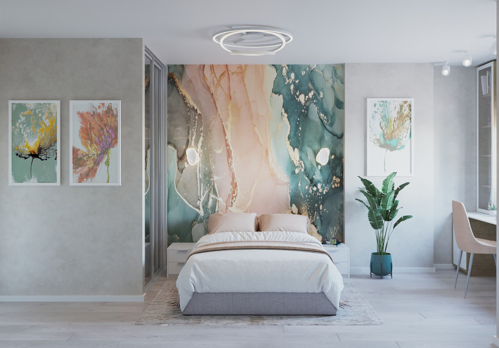 Дизайн интерьера спальни для девушки в квартире 65 м2 в ЖК Каскад