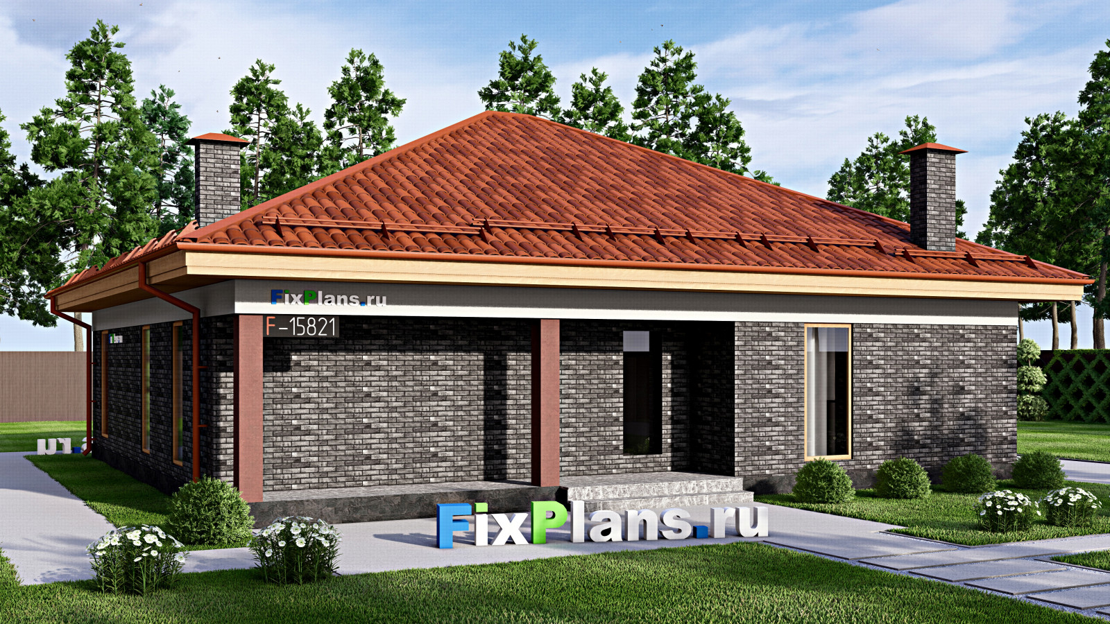 Проект одноэтажного дома 14х13м S120м2 F-15821