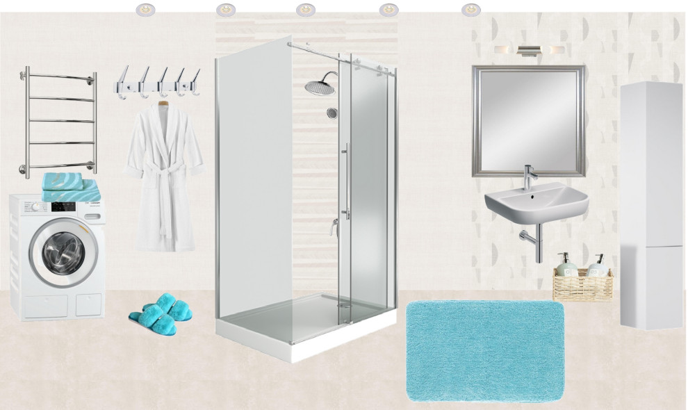 Коллаж санузла 3,7 кв. метра с душевой кабиной