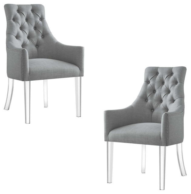 Josiah Acrylic Leg Dining Chair, Armless, Set of 2 Contemporary