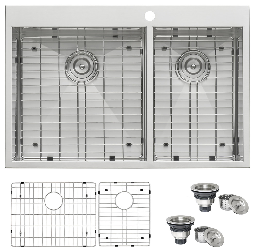 Ruvati RVH8300 Undermount 16 Gauge 32" Kitchen Sink Single Bowl, Stainless Steel