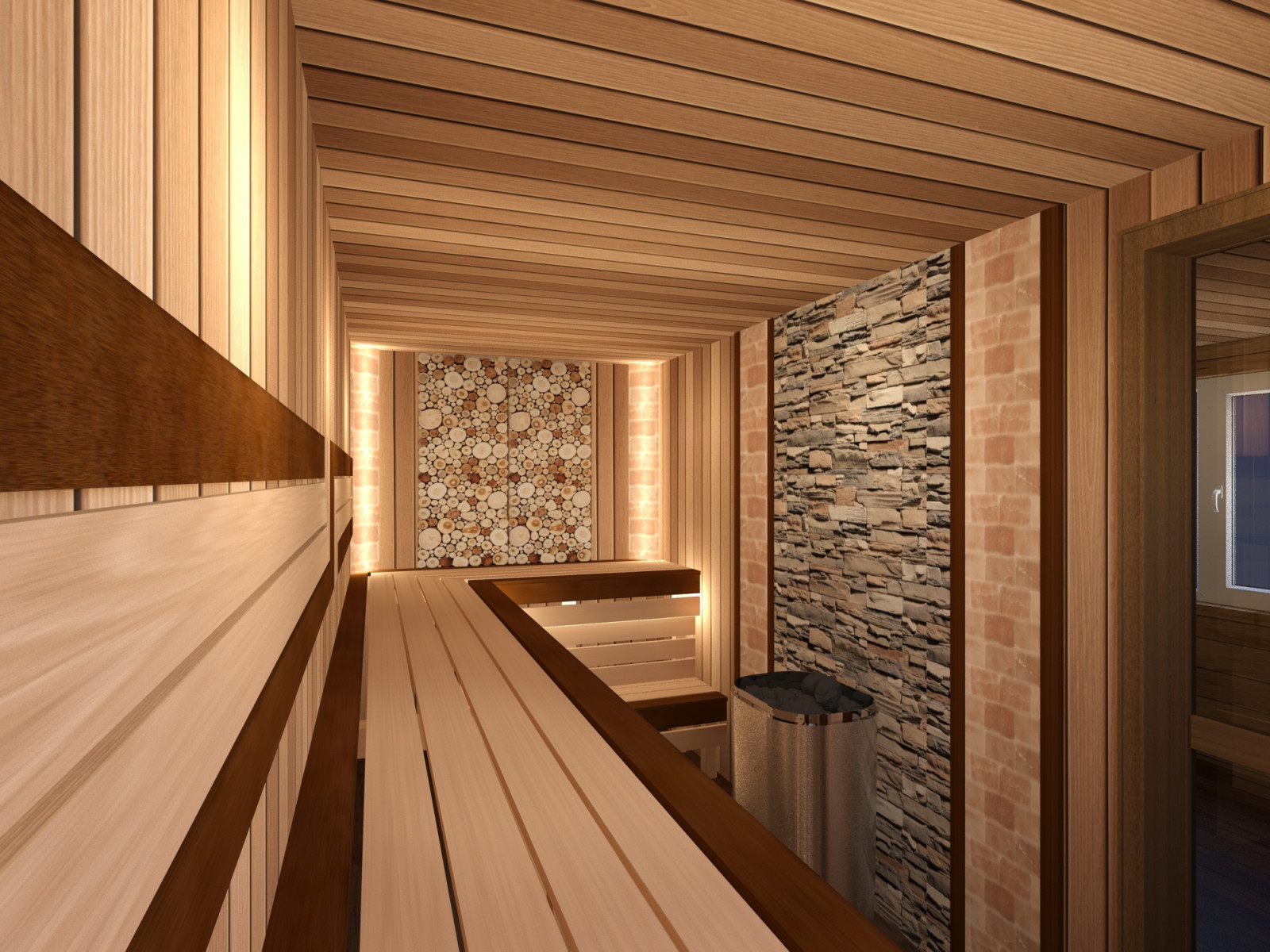 Интерьер бани в стиле кантри,парилка