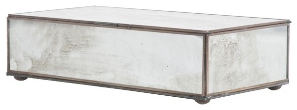 Worlds Away Rectangular Box, Antique Mirror Medium