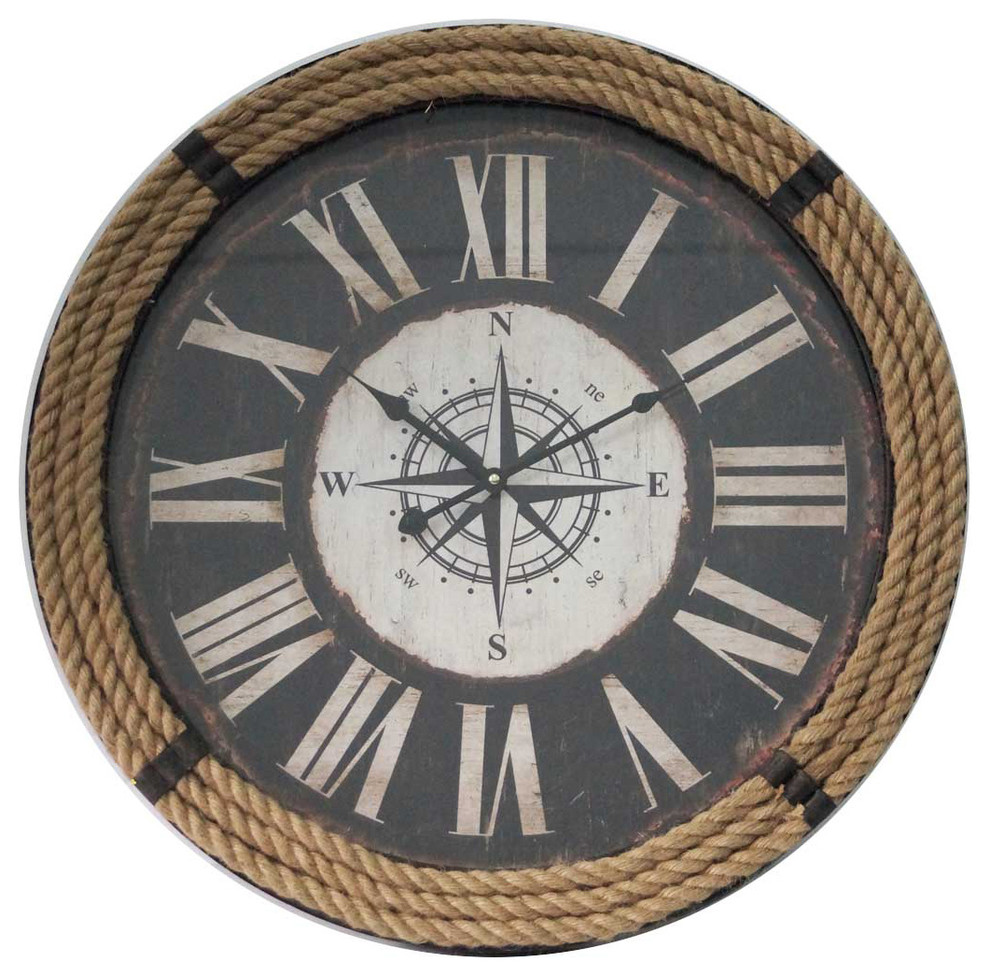 Nautical Rope Analog Wall Clock Beach Style Wall Clocks by NACH
