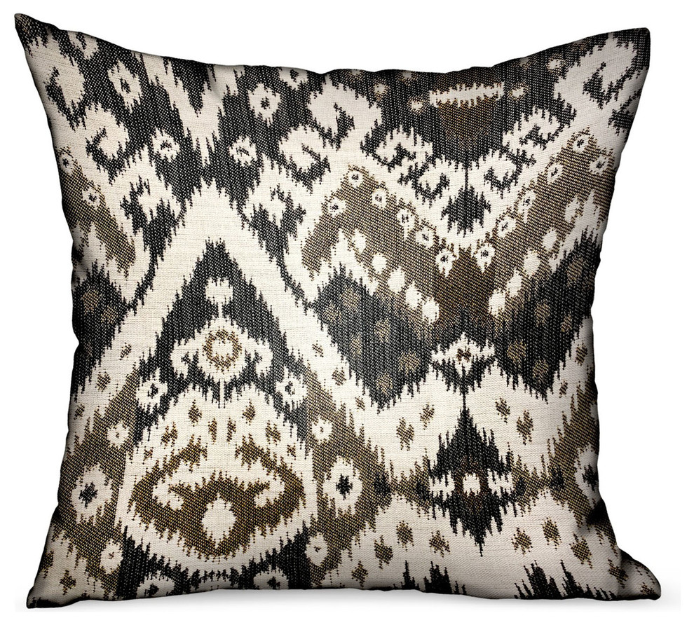 Amare Dream Brown Ikat Luxury Outdoor Indoor Throw Pillow 24 X24 Mediterranean Outdoor Cushions And Pillows By Virventures