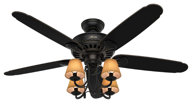 Hunter Fan Company 54 Cortland Basque Black Brushed Gold Ceiling Fan Light