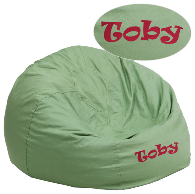 Personalized Oversized Solid Green Bean Bag Chair for Kids and Adults