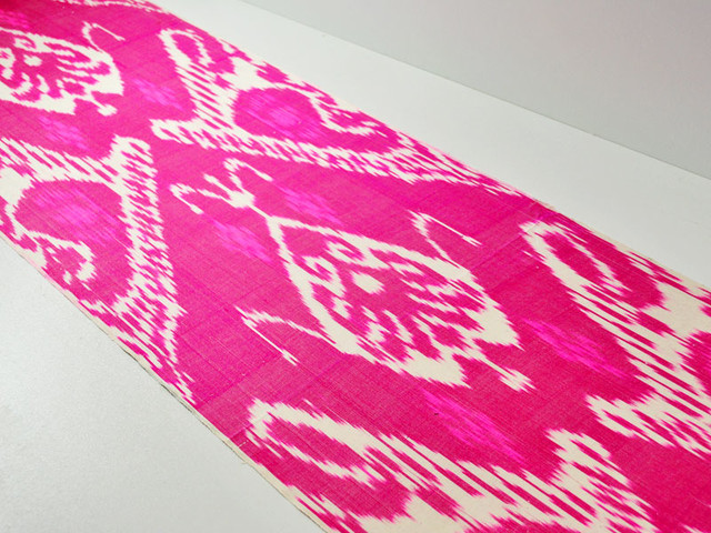 3 yards of handmade pink ikat fabric