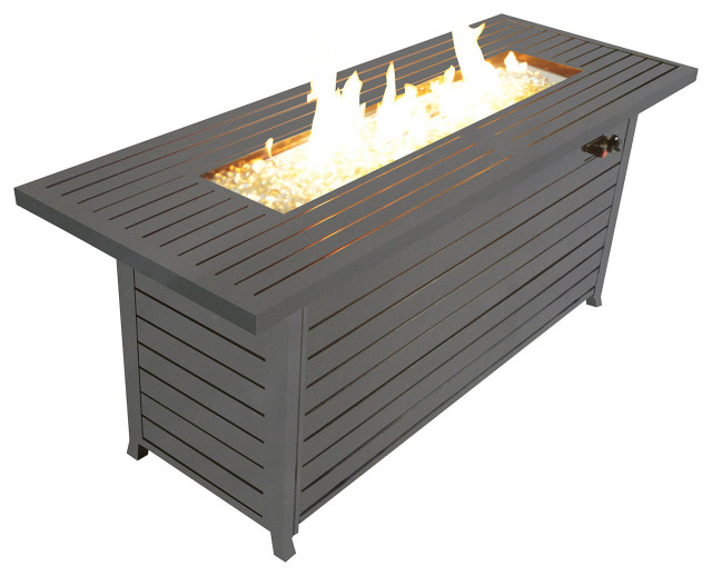 Rectangular Steel Outdoor Fire Pit Table with Control Panels ...