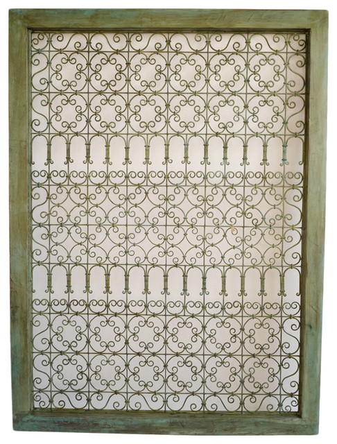 Iron and Wood Screen Panel